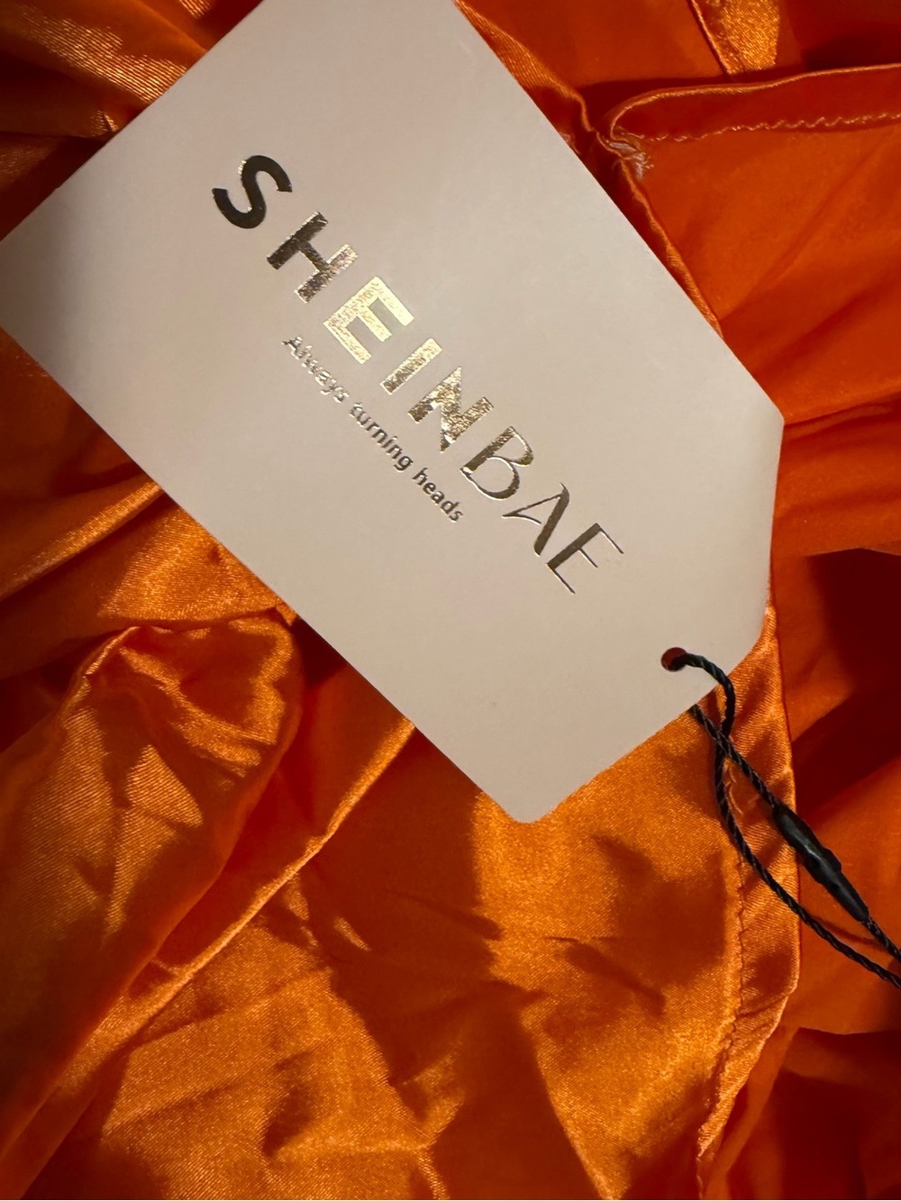 SHEIN BAE Tangerine Orange Satin Ruched Corset Mini Dress Size S NWT - Picture 6 of 12